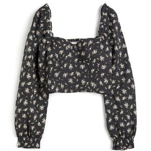 XS women’s black floral blouse
